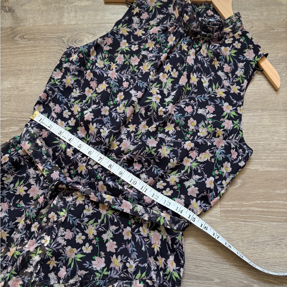 CeCe High Low Floral Dress in Black and Purple-Size 10 - Picture 8 of 13